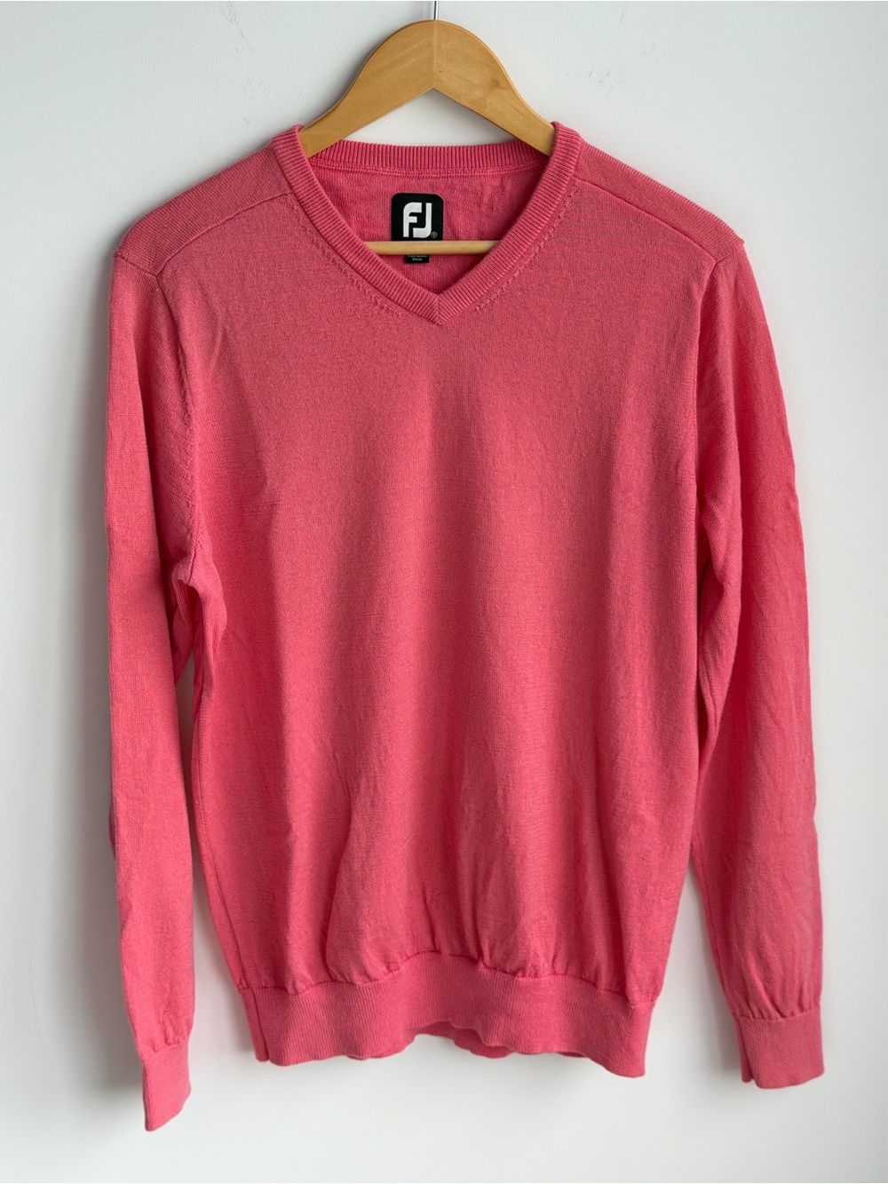 FootJoy FJ 100% Lambswool Pink V-Neck Golf Sweater Men’s S